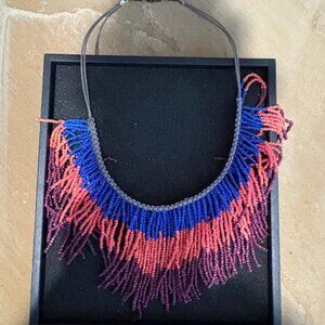 Striking Beaded Ethnic Neckline Filler Adjustable Statement Necklace